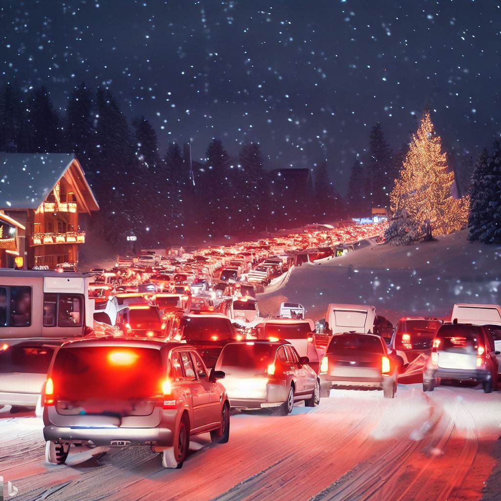 traffic Jams at ski resorts at Christmas 